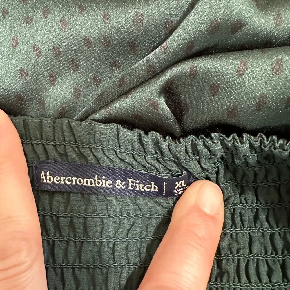 Abercrombie & Fitch Dark Green Satin Maxi Slip Dress